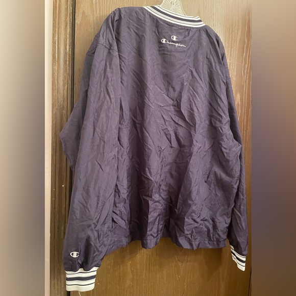 Champion Vtg Jacket Mens XL Black Windbreaker Pullover V Neck - Picture 10 of 11